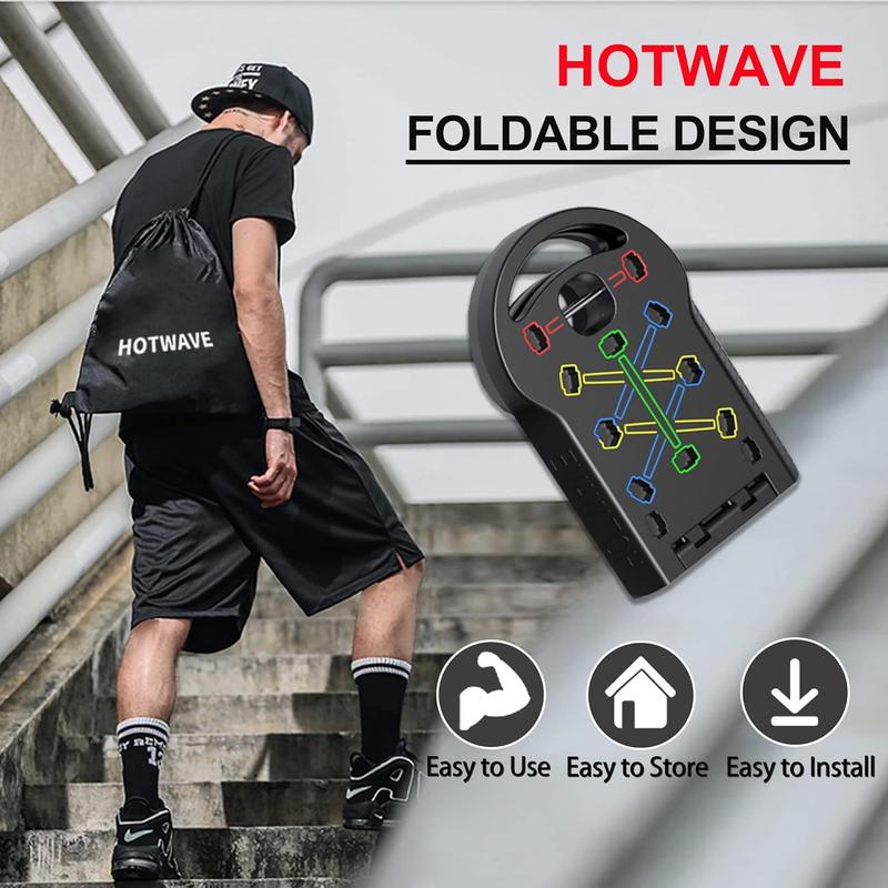 HOTWAVE Push up Board Fitness, Portable Foldable 20 in 1 Push up Bar at Home Gym, Pushup Handles for Floor. Professional Strength Training Equipment for Man and Women,Patent Pending HOTWAVE