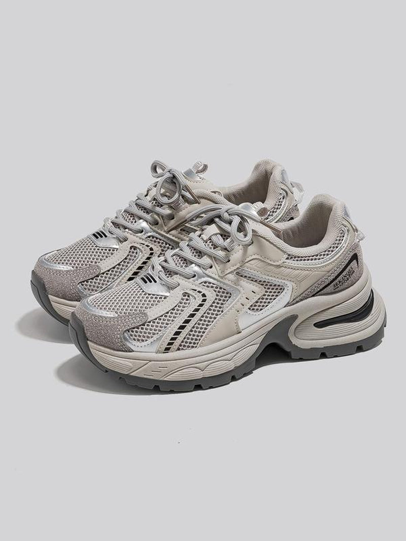 Women'S Fashionable Lace up Platform Sneakers, Casual Comfortable Breathable Sports Running Shoes, All-Match round Toe Chunky Sneakers for Daily Wear