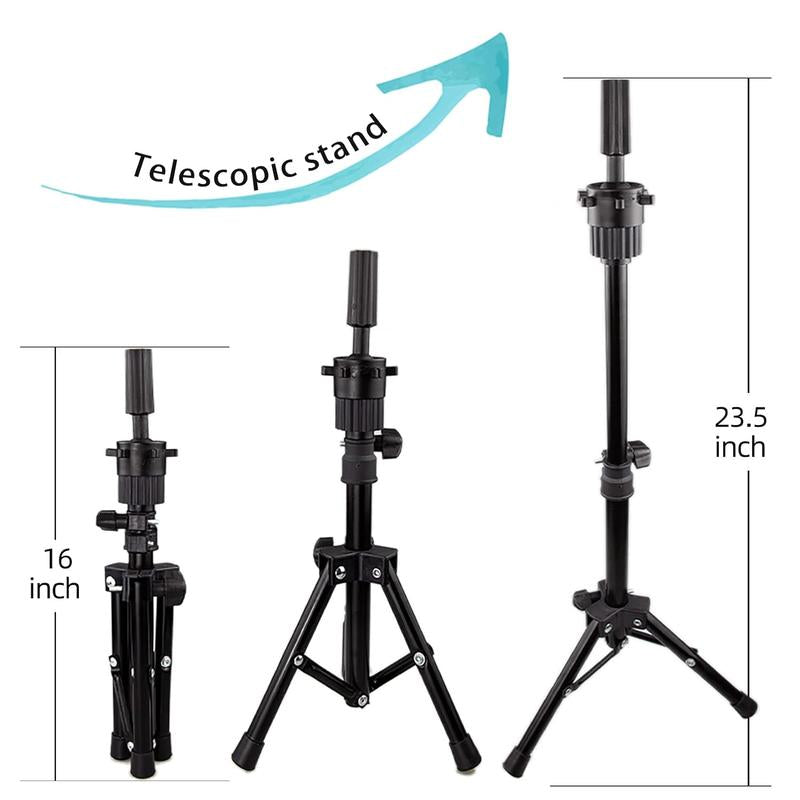 ISHOT Mannequin with Hair and Stand Tripod,Wig Stand Tripod with Mannequin ,Hairdresser ,Doll Beauty School Hair Practice Manikin
