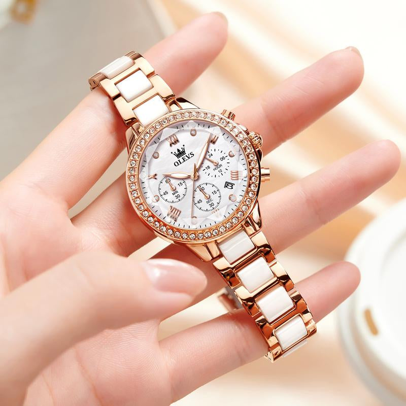 Women'S Watches, Ladies' Chronograph Watches Waterproof Date Analog Quartz Watches Business Casual Fashion Watches for Unisex Formal Wear