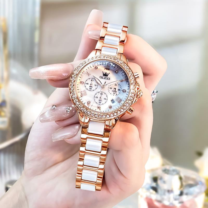 Women'S Watches, Ladies' Chronograph Watches Waterproof Date Analog Quartz Watches Business Casual Fashion Watches for Unisex Formal Wear