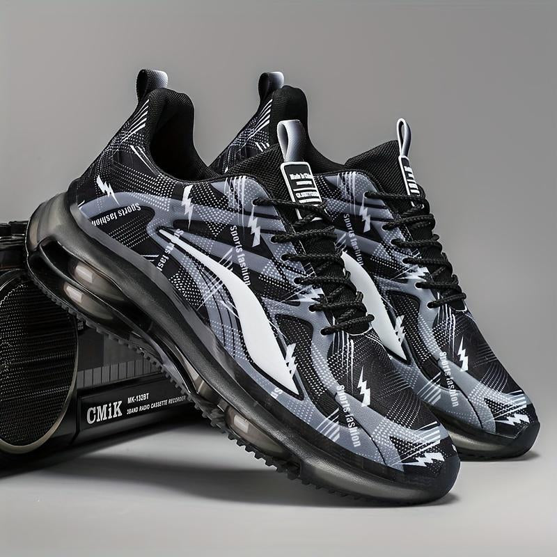 Lightweight Men'S Running Shoes - Breathable Fashion Striped Lace-Up Sneakers for Casual, Streetwear & Sports