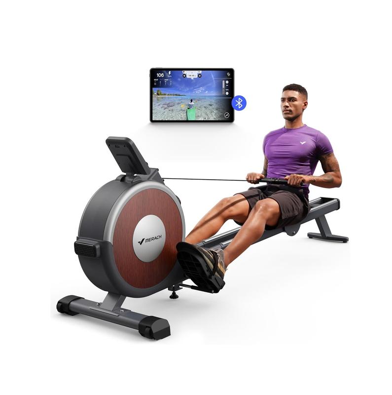 Magnetic Rowing Machine 350Lbs Weight Capacity, 16 Levels of Quiet Resistance, Bluetooth Rowing Machine for Home Workout