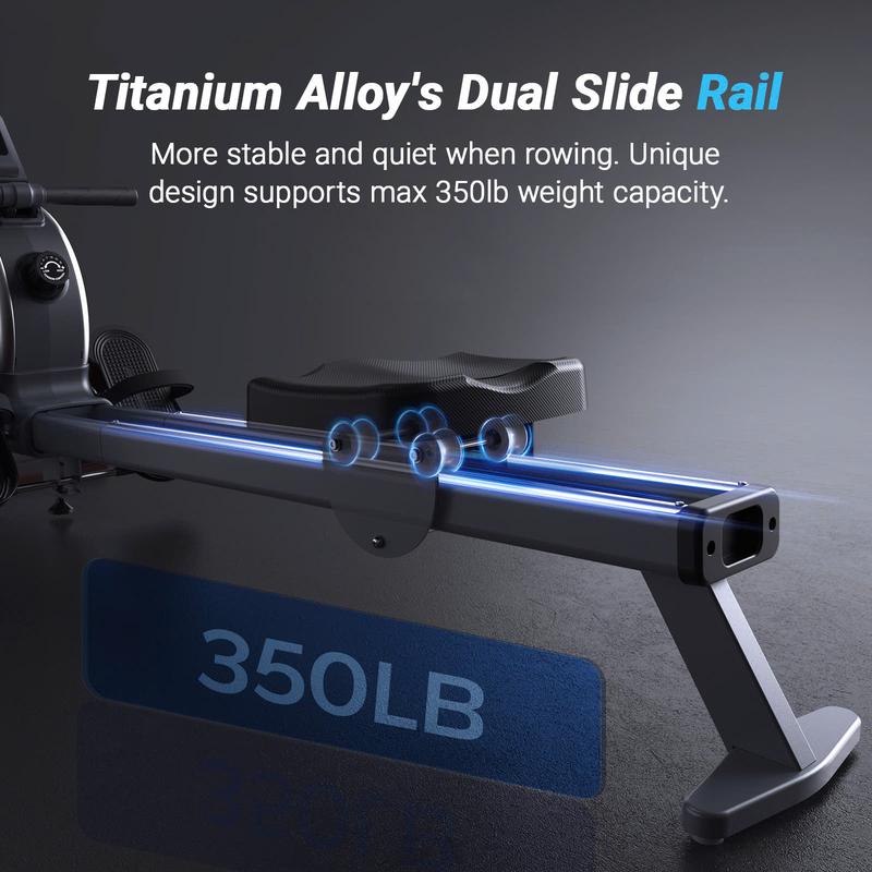 Magnetic Rowing Machine 350Lbs Weight Capacity, 16 Levels of Quiet Resistance, Bluetooth Rowing Machine for Home Workout