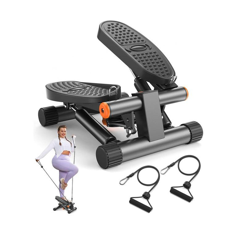 Steppers for Exercise, Mini Stair Stepper with Resistance Bands at Home Workout Equipment with 300LBS Loading Capacity, Hydraulic Fitness Stepper with LCD Monitor