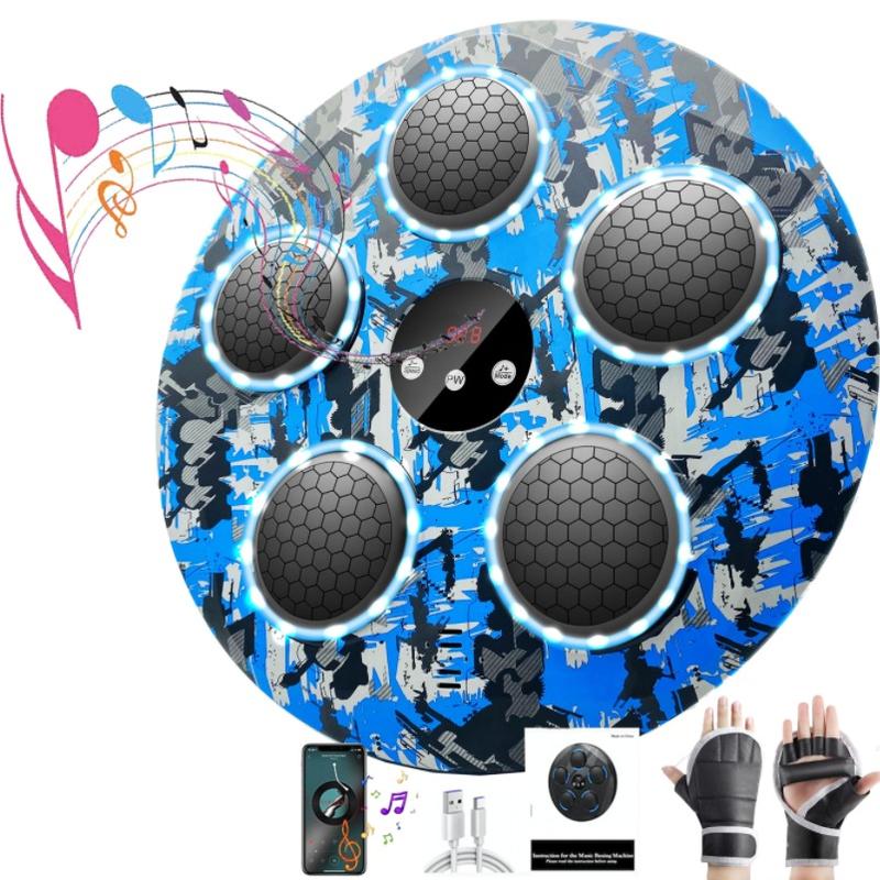 Wear Boxing Gloves Smart Music Boxing Machine with LED Counting, 9 Speed Adjustments, Wireless Mobile Connection, and Adjustable Height with Boxing Gloves Punching Bag