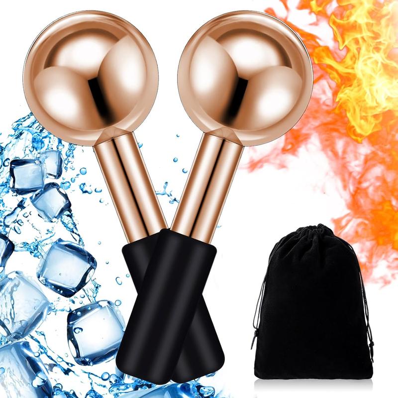 2 Pcs Ice Globes for Facials Stainless Steel Cooling Globes Unbreakable Cooling Roller with Removable Silicone Handle for Daily Skin Care Comfort