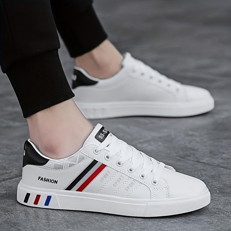 Men'S Solid Skateboard Shoes Low Top Lace up Comfy Sneakers for Outdoor Walking Jogging Campus, All Seasons