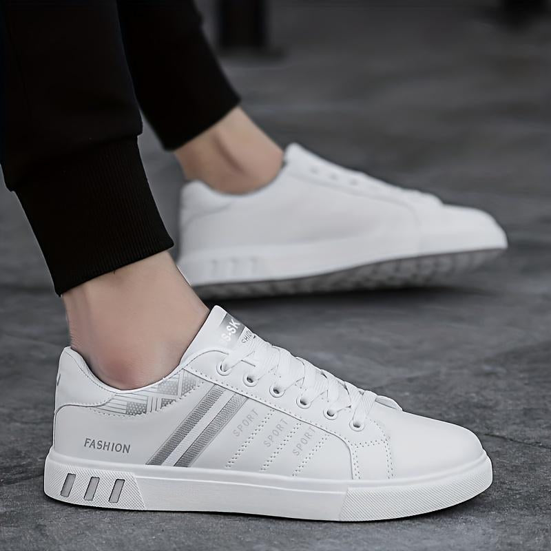 Men'S Solid Skateboard Shoes Low Top Lace up Comfy Sneakers for Outdoor Walking Jogging Campus, All Seasons