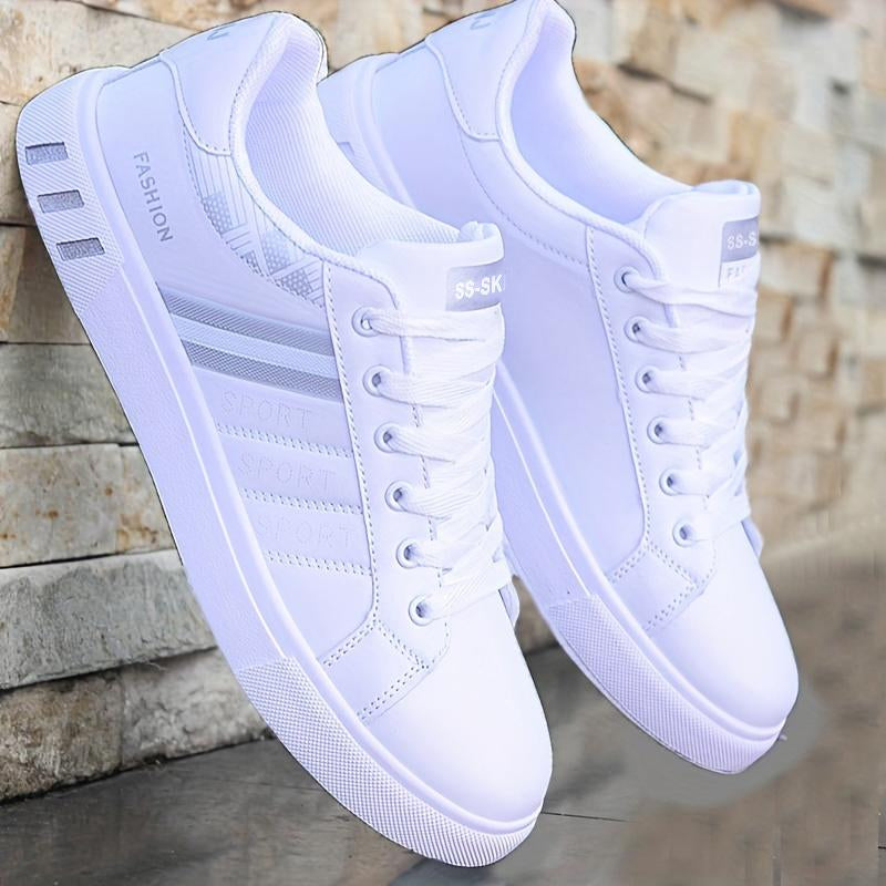Men'S Solid Skateboard Shoes Low Top Lace up Comfy Sneakers for Outdoor Walking Jogging Campus, All Seasons