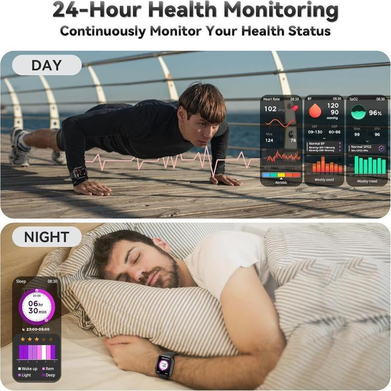 【2025 Latest Model】Smart Watch(Answer/Make Call), 1.83" Fitness Smart Watches for Men Women with Heart Rate/Blood Oxygen Monitor, Sleep Tracker, Pedometer, 120+ Sport Modes, IP68 Waterproof Fitness Tracker for Android Iphone