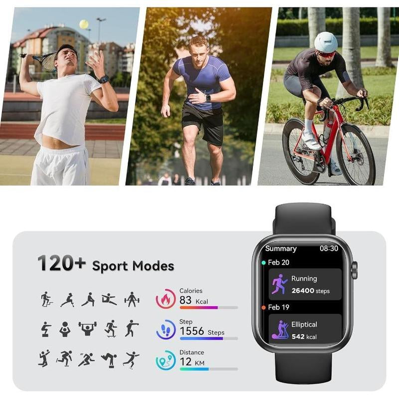 【2025 Latest Model】Smart Watch(Answer/Make Call), 1.83" Fitness Smart Watches for Men Women with Heart Rate/Blood Oxygen Monitor, Sleep Tracker, Pedometer, 120+ Sport Modes, IP68 Waterproof Fitness Tracker for Android Iphone