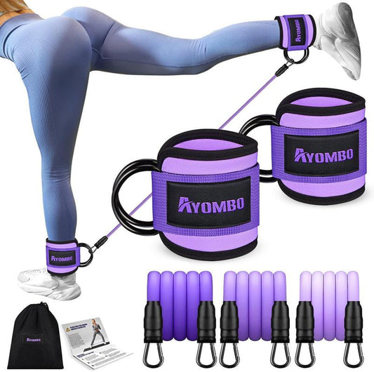 Ankle Resistance Bands with Cuffs - Lifting Glute Butt Exercise Equipment for Women, Home Gym Workout Equipment, Leg Booty Fitness Band Set