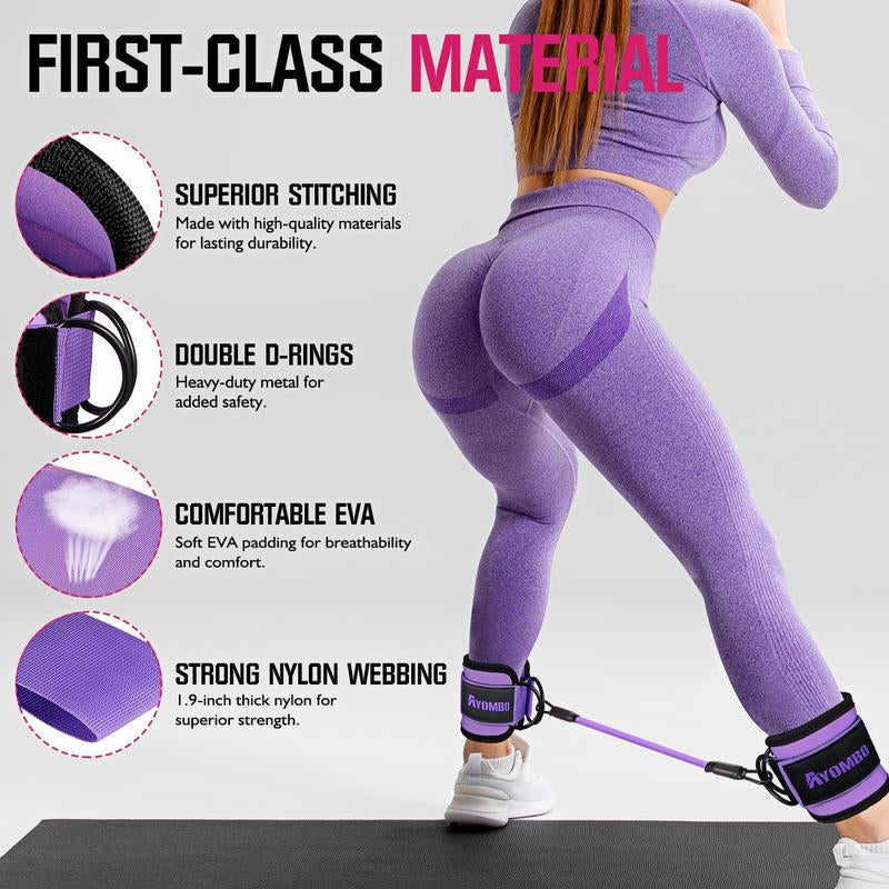 Ankle Resistance Bands with Cuffs - Lifting Glute Butt Exercise Equipment for Women, Home Gym Workout Equipment, Leg Booty Fitness Band Set