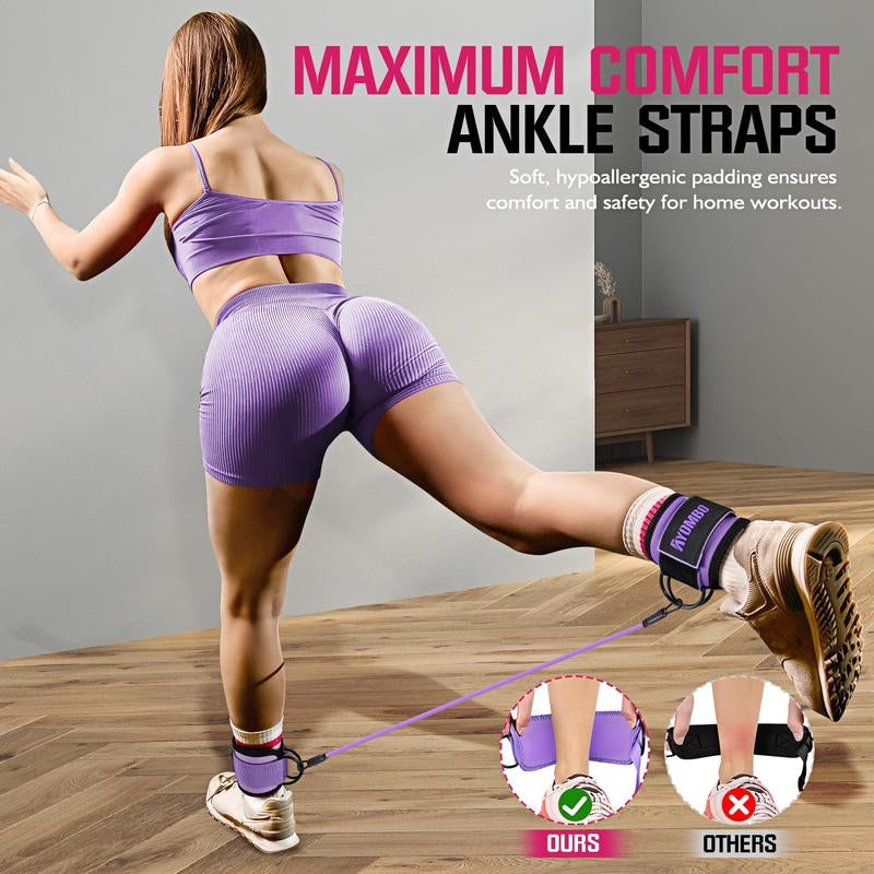 Ankle Resistance Bands with Cuffs - Lifting Glute Butt Exercise Equipment for Women, Home Gym Workout Equipment, Leg Booty Fitness Band Set