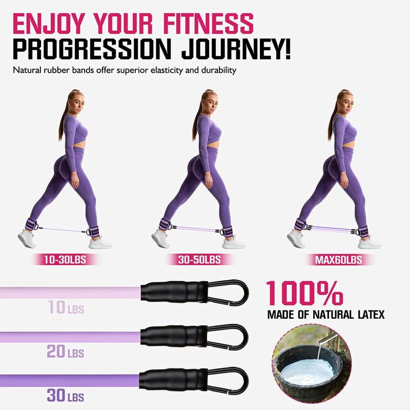 Ankle Resistance Bands with Cuffs - Lifting Glute Butt Exercise Equipment for Women, Home Gym Workout Equipment, Leg Booty Fitness Band Set