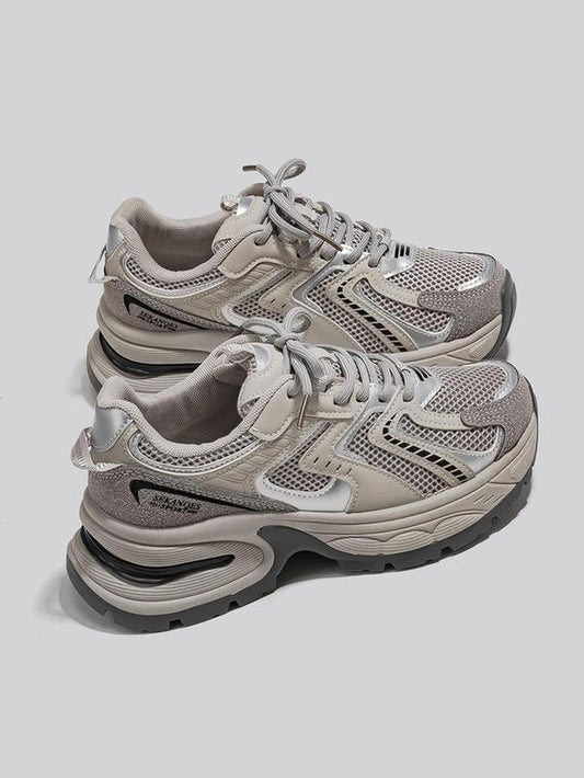 Women'S Fashionable Lace up Platform Sneakers, Casual Comfortable Breathable Sports Running Shoes, All-Match round Toe Chunky Sneakers for Daily Wear