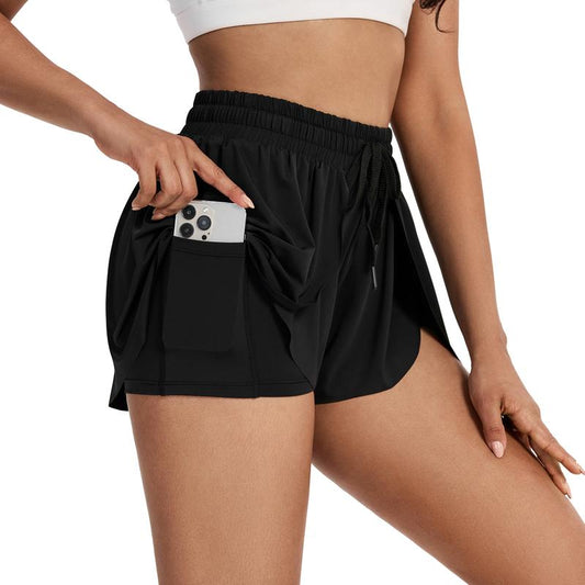 2 in 1 Flowy Athletic Gym Yoga Workout Running Shorts for Women Active Wear Spandex High Waisted with Pockets Drawstring Biker Bike Tennis Golf Skirt Cheer Dance Lounge Skort Cute Comfy Teen Girls Trendy Clothes Casual Summer Swim Beach Outfits