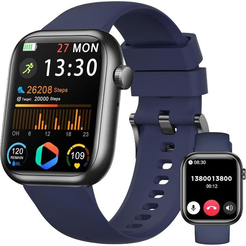 【2025 Latest Model】Smart Watch(Answer/Make Call), 1.83" Fitness Smart Watches for Men Women with Heart Rate/Blood Oxygen Monitor, Sleep Tracker, Pedometer, 120+ Sport Modes, IP68 Waterproof Fitness Tracker for Android Iphone