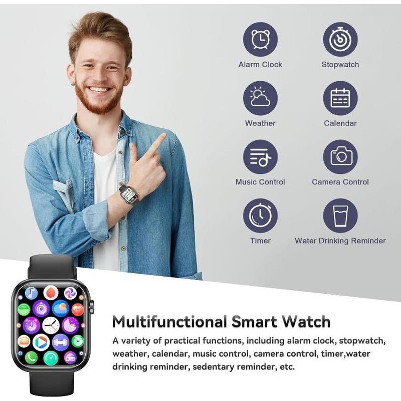 【2025 Latest Model】Smart Watch(Answer/Make Call), 1.83" Fitness Smart Watches for Men Women with Heart Rate/Blood Oxygen Monitor, Sleep Tracker, Pedometer, 120+ Sport Modes, IP68 Waterproof Fitness Tracker for Android Iphone