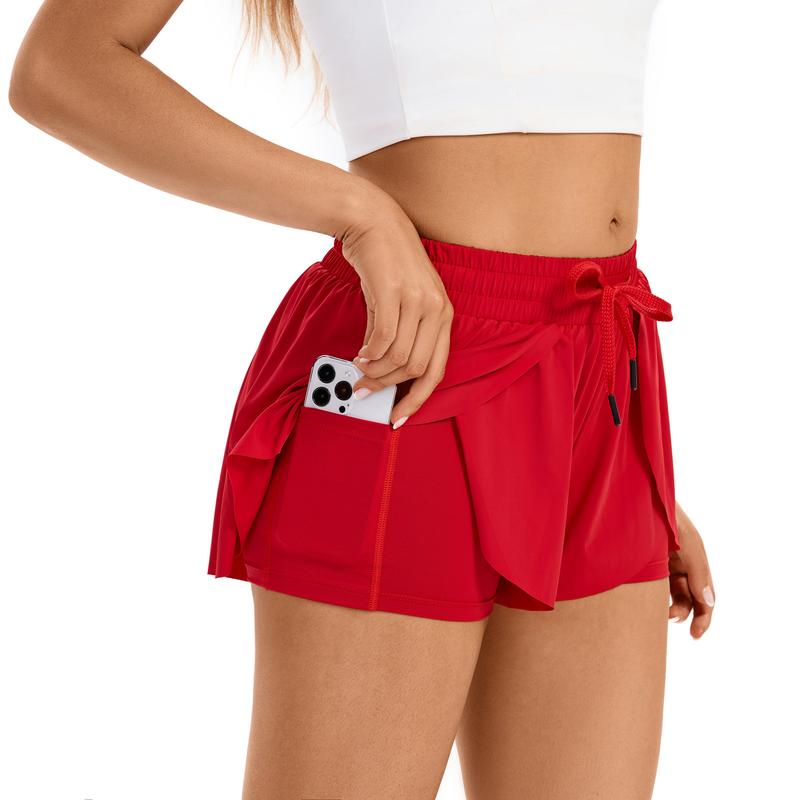 2 in 1 Flowy Athletic Gym Yoga Workout Running Shorts for Women Active Wear Spandex High Waisted with Pockets Drawstring Biker Bike Tennis Golf Skirt Cheer Dance Lounge Skort Cute Comfy Teen Girls Trendy Clothes Casual Summer Swim Beach Outfits
