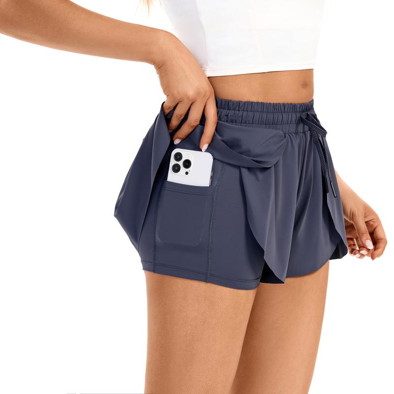 2 in 1 Flowy Athletic Gym Yoga Workout Running Shorts for Women Active Wear Spandex High Waisted with Pockets Drawstring Biker Bike Tennis Golf Skirt Cheer Dance Lounge Skort Cute Comfy Teen Girls Trendy Clothes Casual Summer Swim Beach Outfits