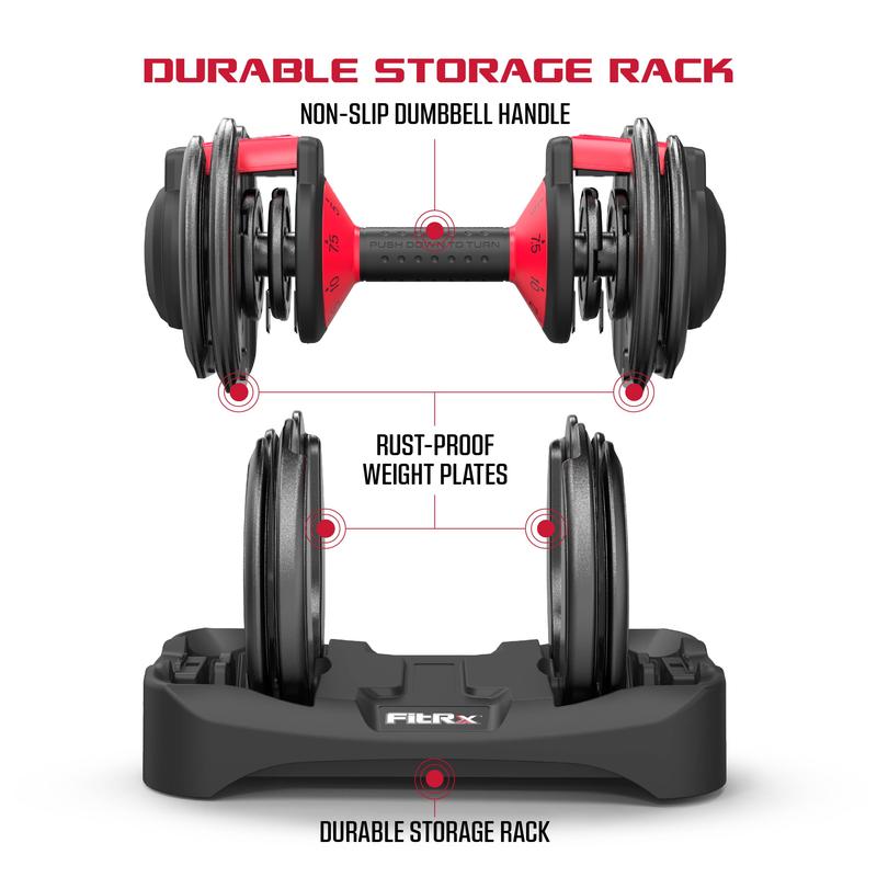 Fitrx Smartbell, 9 in 1 Adjustable Dumbbell, 25 Lb Fitrx