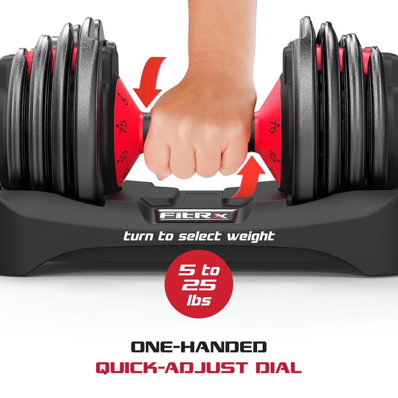 Fitrx Smartbell, 9 in 1 Adjustable Dumbbell, 25 Lb Fitrx
