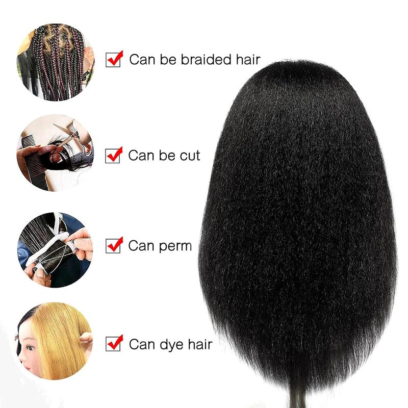 ISHOT Mannequin with Hair and Stand Tripod,Wig Stand Tripod with Mannequin ,Hairdresser ,Doll Beauty School Hair Practice Manikin