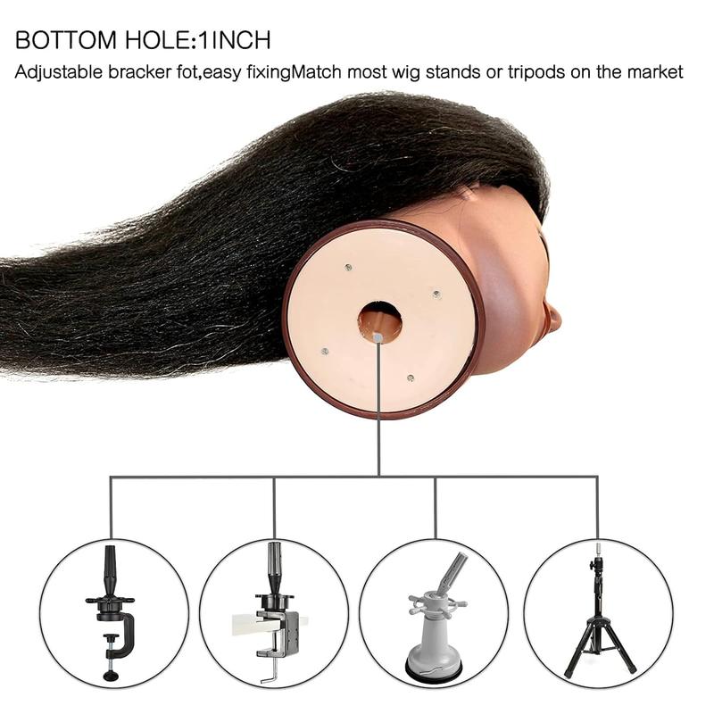 ISHOT Mannequin with Hair and Stand Tripod,Wig Stand Tripod with Mannequin ,Hairdresser ,Doll Beauty School Hair Practice Manikin