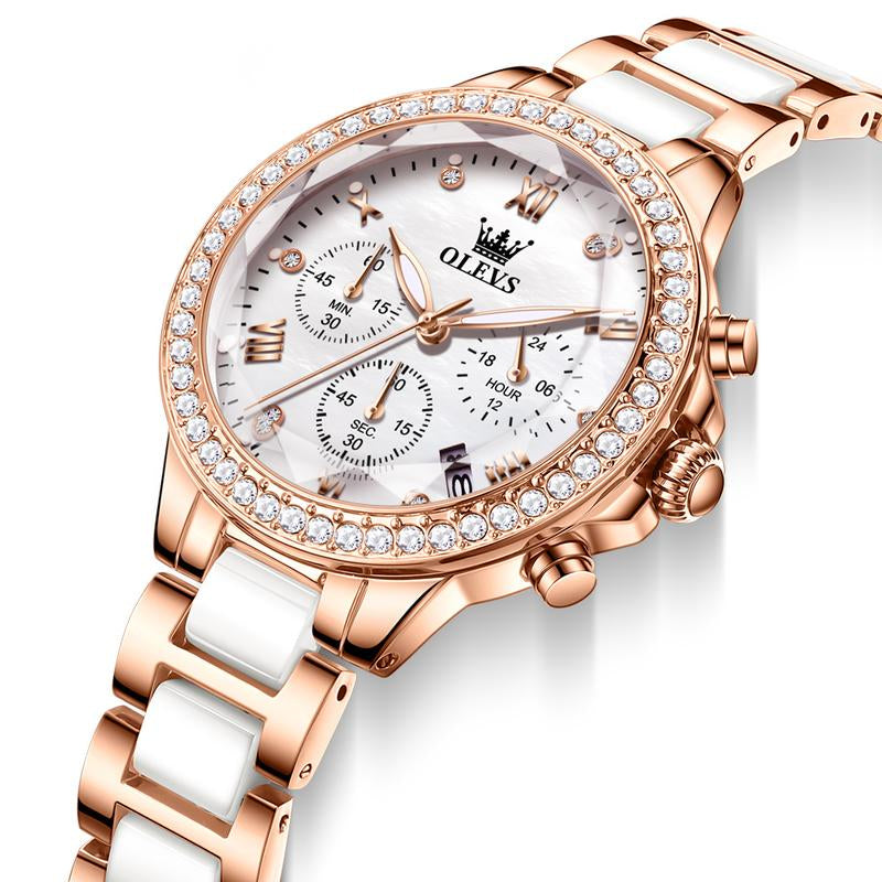 Women'S Watches, Ladies' Chronograph Watches Waterproof Date Analog Quartz Watches Business Casual Fashion Watches for Unisex Formal Wear