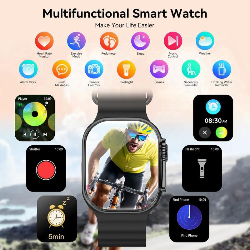2025 Fashion Touch Screen Smart Watch, Multifunctional Men Women'S Smartwatch with Call Function, Fall Activity Tracker,100+ Sports Modes DIY Watch Dials Messages Reminder, Fitness Smart Watches for Iphone/Andriod