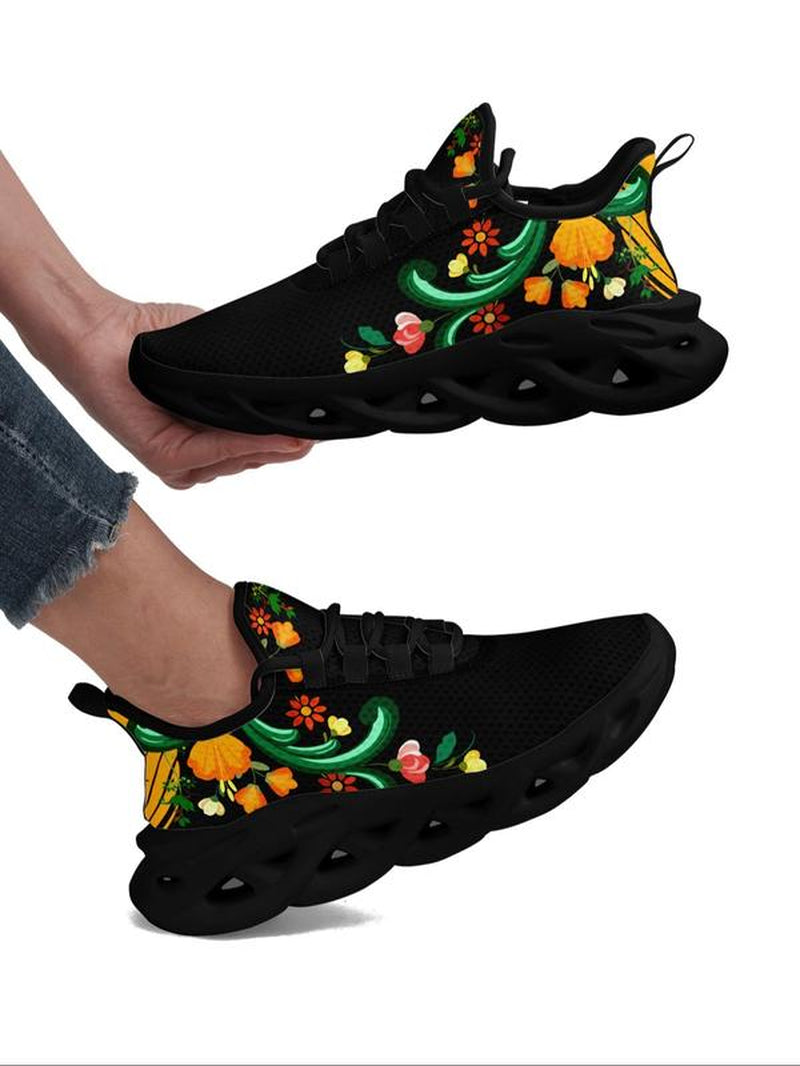 Women'S Print Lace up Low Top Sneakers, Casual Comfortable Breathable Sports Running Shoes, Fashionable Sneakers for Daily Wear