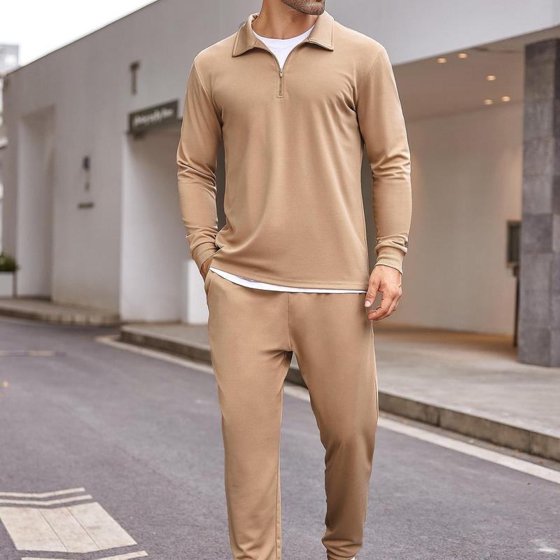 COOFANDY Men'S 2 Piece Sets Jogging Athletic Sports Sweat Suit Quarter Zip Casual Outfits Gift Ideas Long Sleeve Menswear Soft
