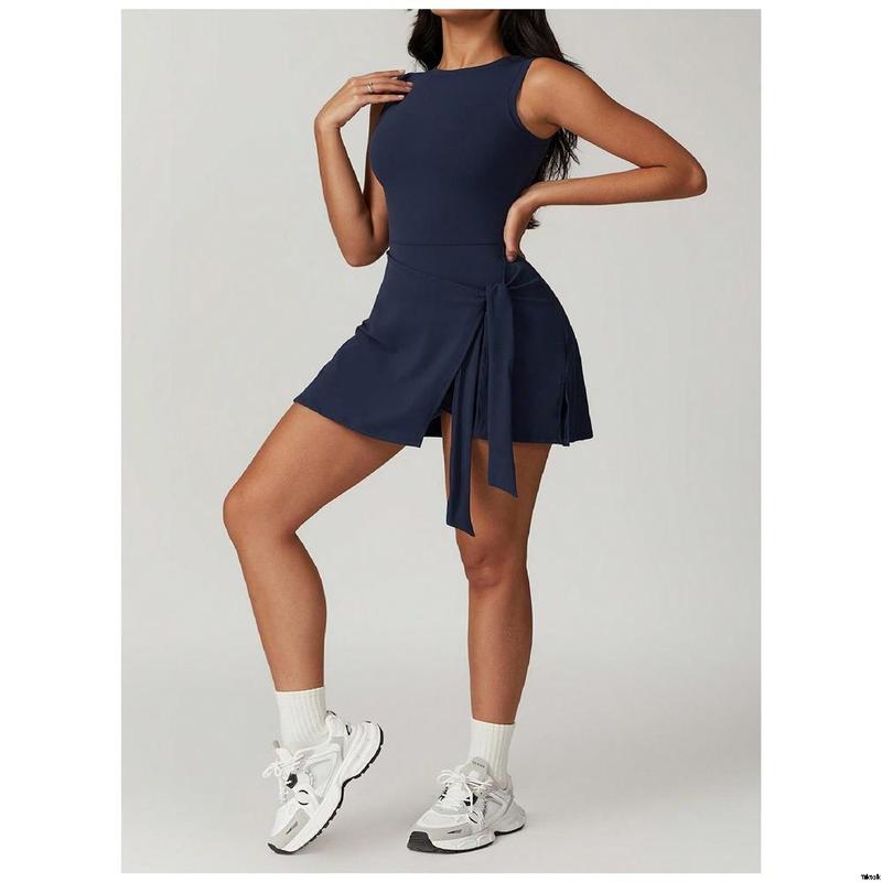 Seasons All Fits, Activewear Women'S, Wear Outdoor Daily Fit, Dresses Short Sleeveless Crew Neck Active, Dresses Active 1 in 2 Knitted Solid Women'S
