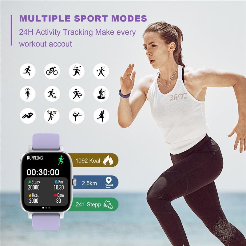 Smart Watch for Men Women 1.83" for Iphone & Android Phone Compatible, Fitness Tracker with Pedometer, Heart Rate/Sleep Monitor, Blood Oxygen, IP68 Waterproof