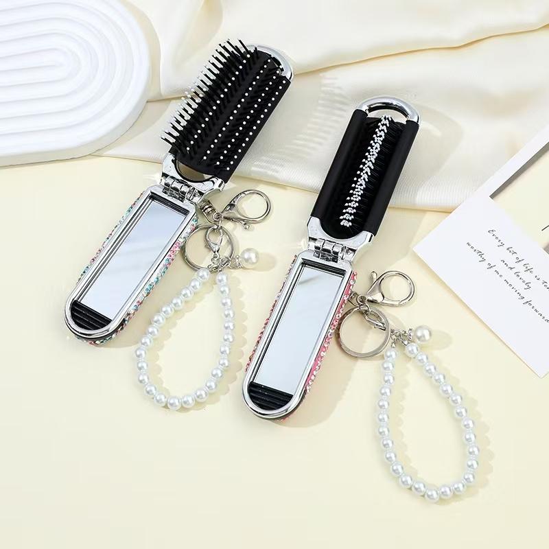Lightweight Folding Hair Comb with Makeup Mirror,Hair Styling Comb, Hairdressing Comb,A Mini Metal Perfume Bottle , Cosmetic,Valentine'S Day Gift