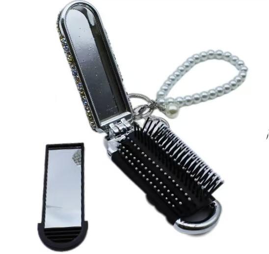 Lightweight Folding Hair Comb with Makeup Mirror,Hair Styling Comb, Hairdressing Comb,A Mini Metal Perfume Bottle , Cosmetic,Valentine'S Day Gift