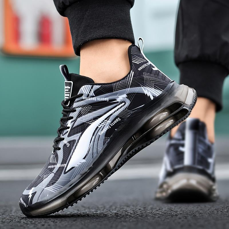 Lightweight Men'S Running Shoes - Breathable Fashion Striped Lace-Up Sneakers for Casual, Streetwear & Sports