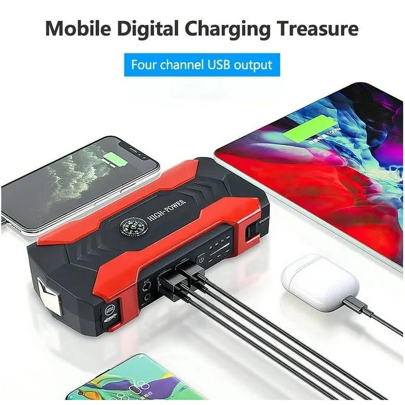 99800Mah Car Jump Starter, Peak Car Battery Charger, 12V Jump Box Jumper Battery Pack, Portable Charger, Emergency LED Light, Escape Safty Hammer, Compass OIEXI