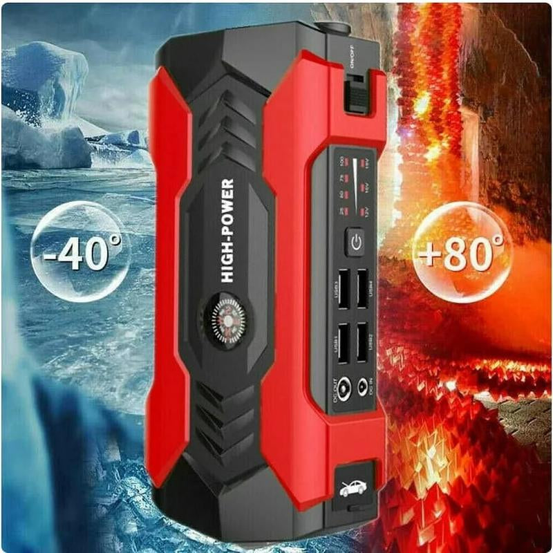 99800Mah Car Jump Starter, Peak Car Battery Charger, 12V Jump Box Jumper Battery Pack, Portable Charger, Emergency LED Light, Escape Safty Hammer, Compass OIEXI