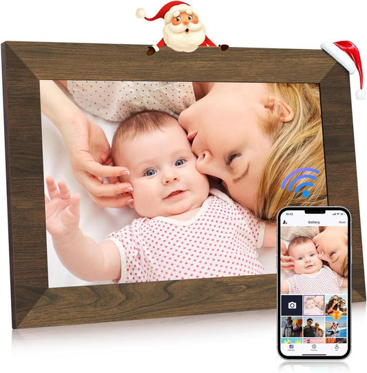 Digital Wifi Photo Frame 10.1 Inch, Desktop IPS Touch Screen HD Display SD Card Slot Auto-Rotate Slideshow Share Videos Photos