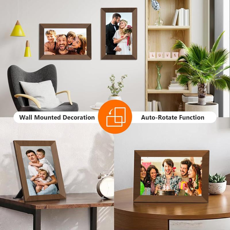 Digital Wifi Photo Frame 10.1 Inch, Desktop IPS Touch Screen HD Display SD Card Slot Auto-Rotate Slideshow Share Videos Photos