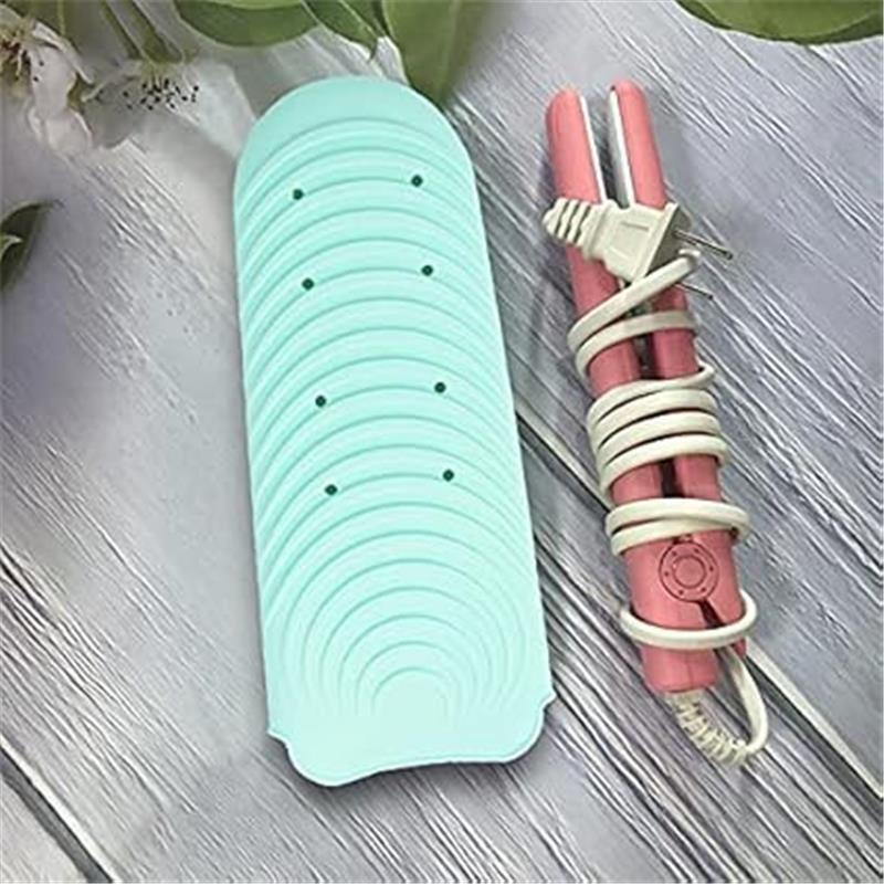 Heat Resistant Mat for Hair Tools, Silicone Heat Mat & Holder for Curling Iron, Professional Curling Iron Mat for Countertop, Portable Travel Flat Iron Heat Mat Pad Pouch Case Cover