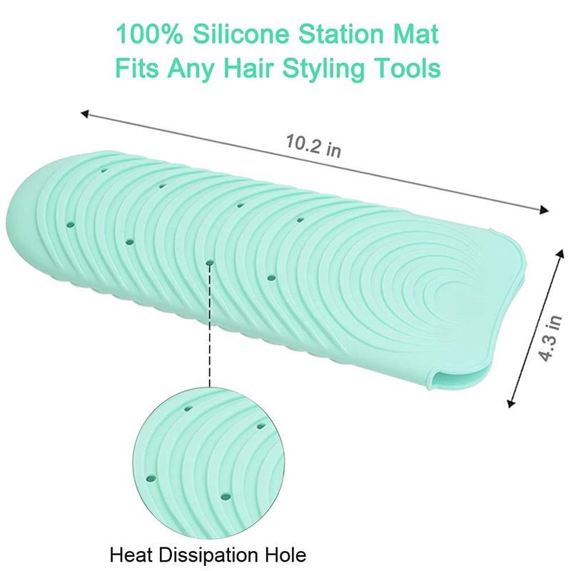 Heat Resistant Mat for Hair Tools, Silicone Heat Mat & Holder for Curling Iron, Professional Curling Iron Mat for Countertop, Portable Travel Flat Iron Heat Mat Pad Pouch Case Cover