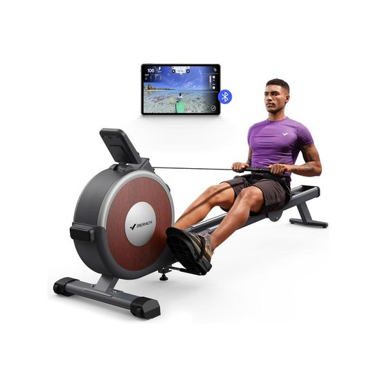 Magnetic Rowing Machine 350Lbs Weight Capacity, 16 Levels of Quiet Resistance, Bluetooth Rowing Machine for Home Workout