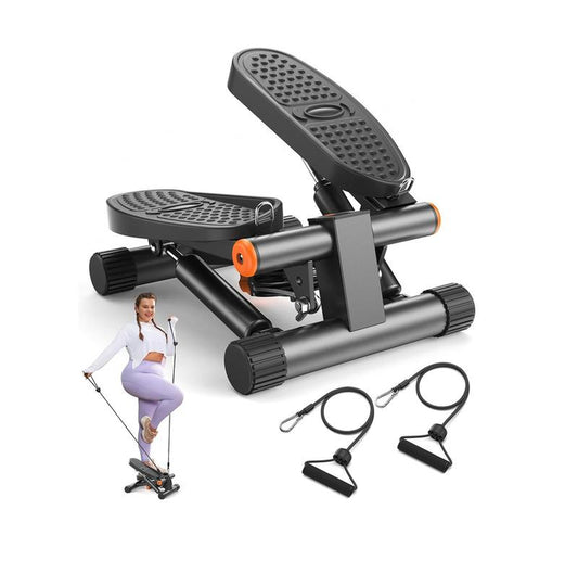 Steppers for Exercise, Mini Stair Stepper with Resistance Bands at Home Workout Equipment with 300LBS Loading Capacity, Hydraulic Fitness Stepper with LCD Monitor