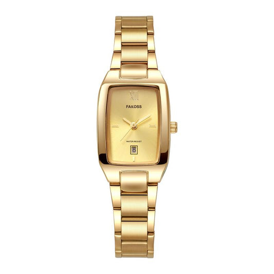 FAKOSS Watches for Women Updated Ladies Quartz Wrist Watches Stainless Steel Band Womens Small Gold Watch Luxury Casual Fashion Bracelet-042 New Watches