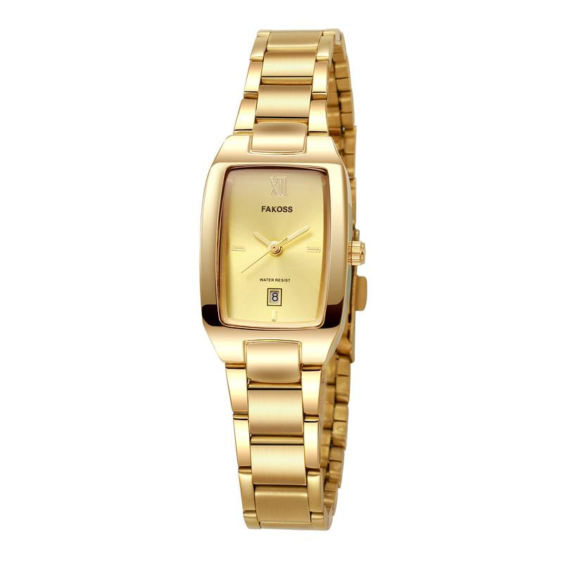 FAKOSS Watches for Women Updated Ladies Quartz Wrist Watches Stainless Steel Band Womens Small Gold Watch Luxury Casual Fashion Bracelet-042 New Watches