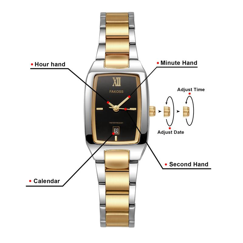 FAKOSS Watches for Women Updated Ladies Quartz Wrist Watches Stainless Steel Band Womens Small Gold Watch Luxury Casual Fashion Bracelet-042 New Watches